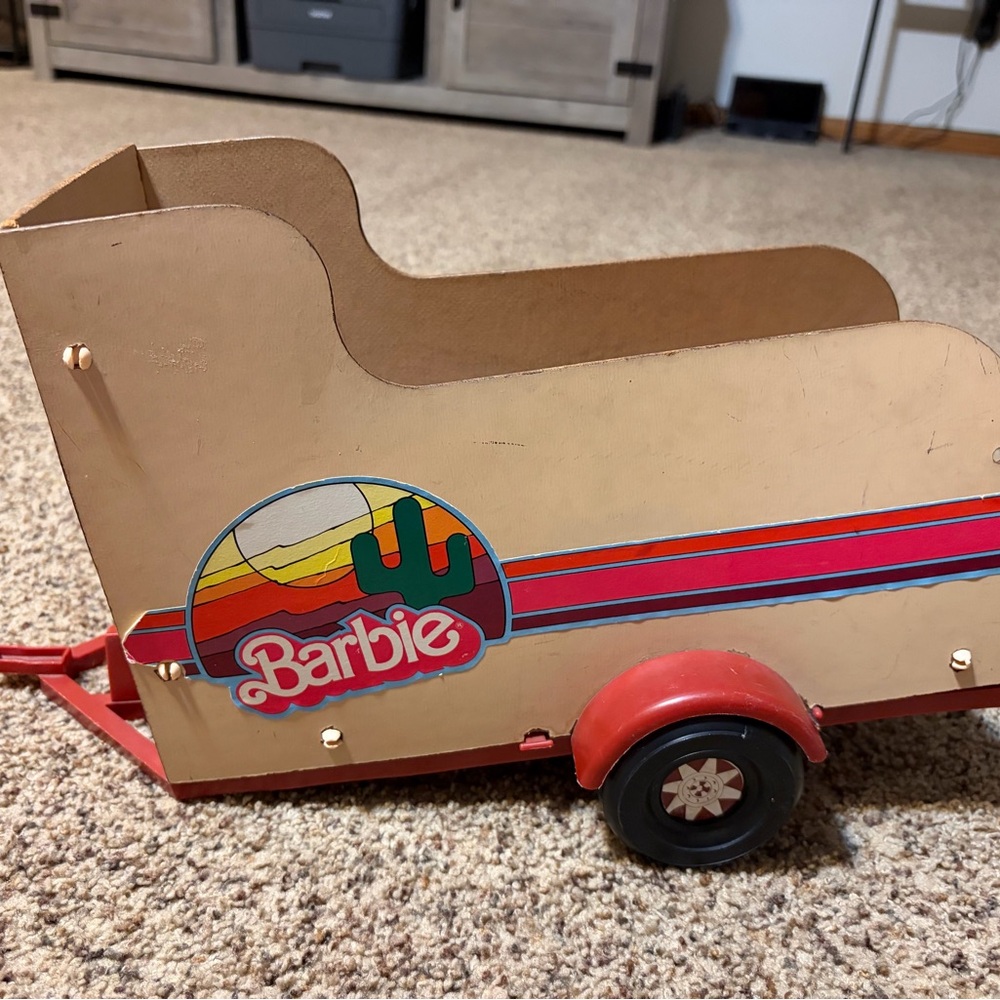 Barbie Tan and Red Toy Trailer